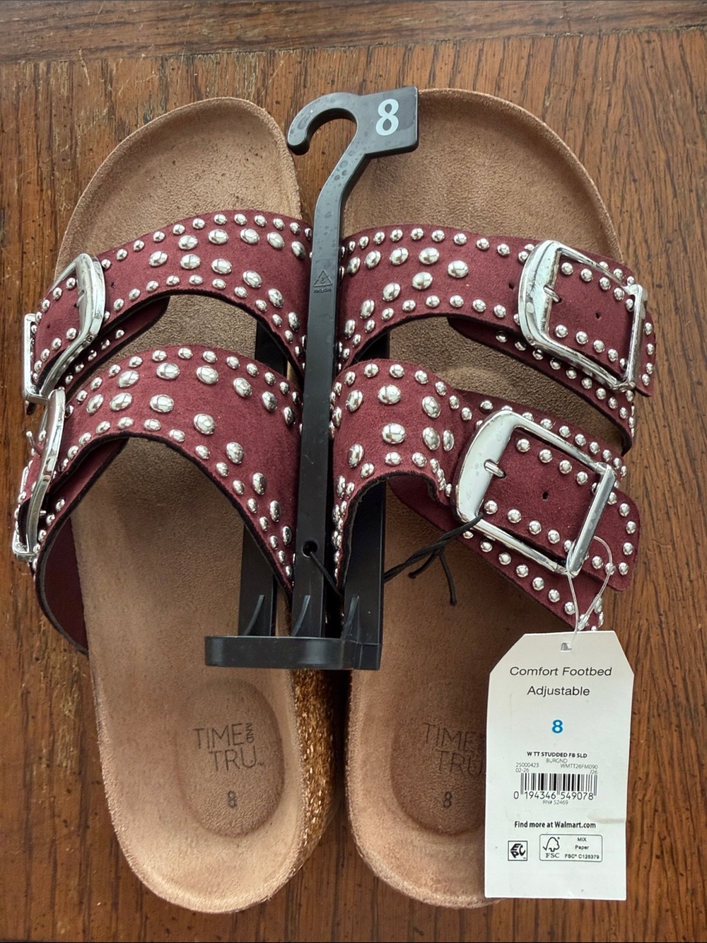 TIME & TRUE Time and Tru
Women's
Burgundy Studded
Sandals - Picture 5 of 5